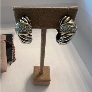 David Yurman Thoroughbred Cable with Pave Diamonds earrings